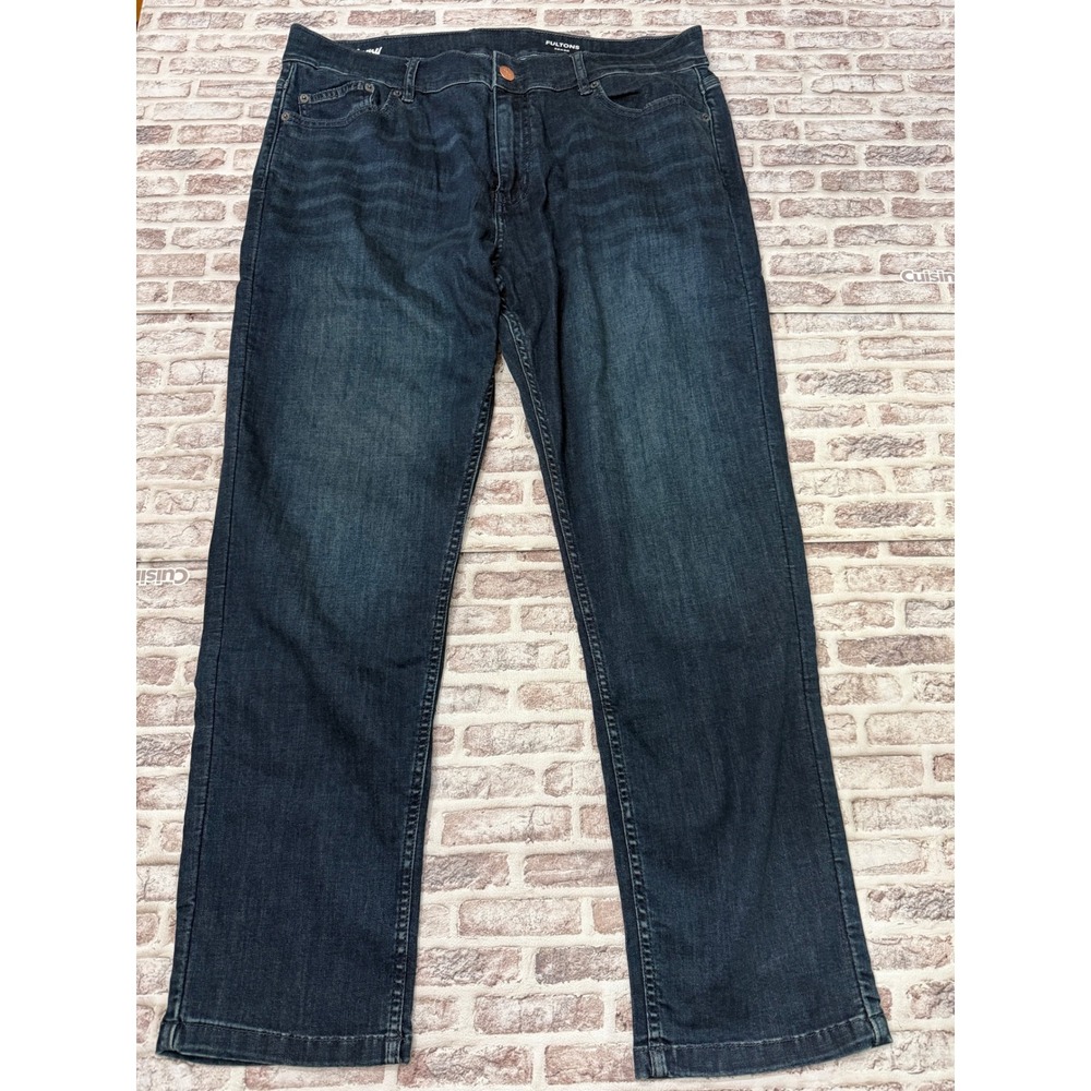 Mugsy Fultons Dark Wash Straight Leg Jeans Mens 38x30 Indigo Stretch Denim